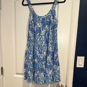 Lilly Pulitzer Blue and White Scoop Neck Mini Dress
